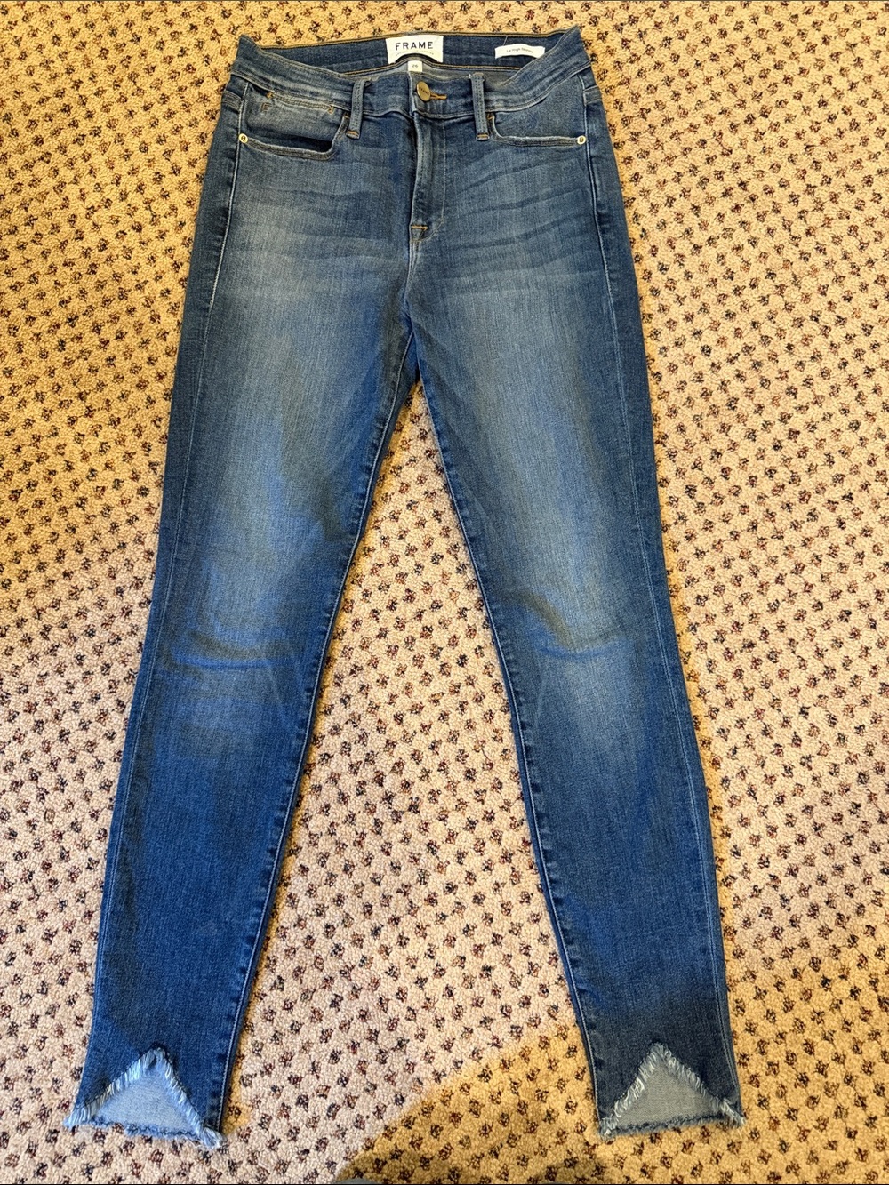 Frame Le High Skinny Jeans in Washed Blue